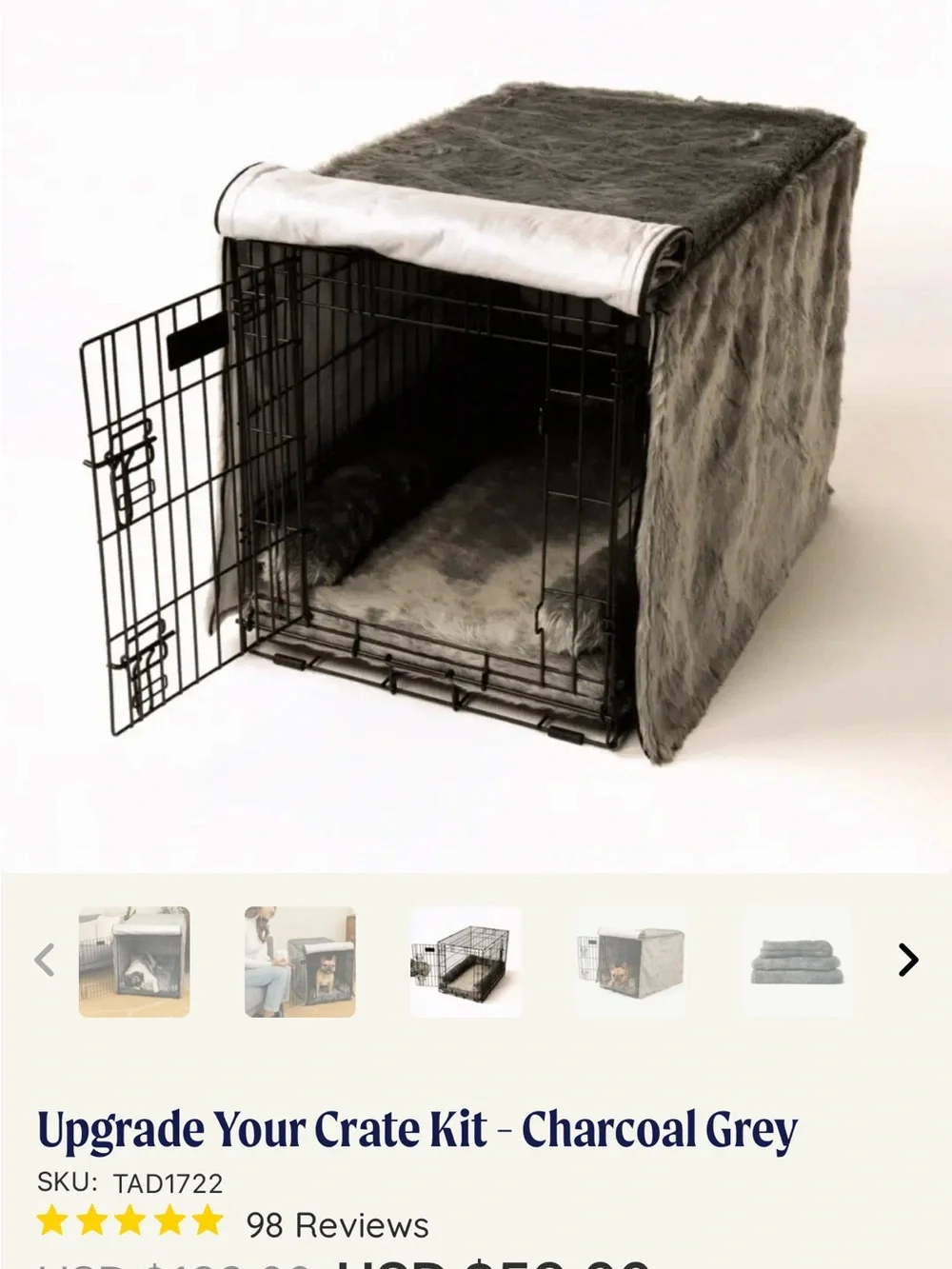 Paw.com Dog large crate kit - pad, bumper, blackout cover (crate not included)